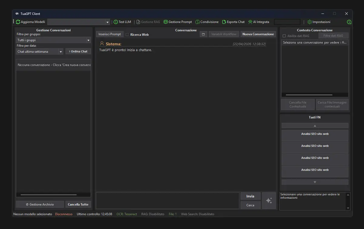 TuaGPT — interfaccia desktop Windows per chat e RAG locale